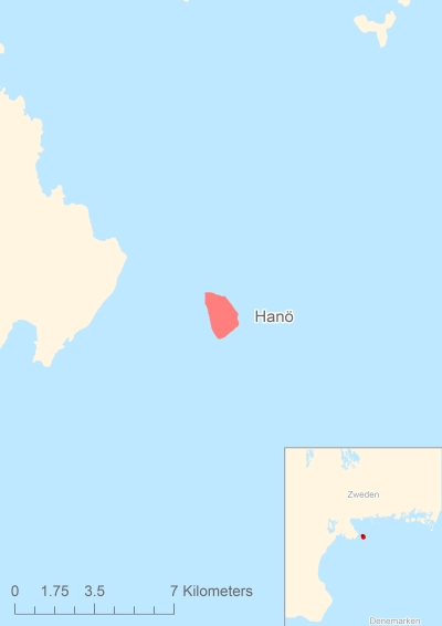 Ligging van het eiland Hanö in Europa