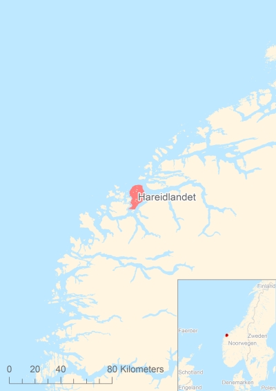 Ligging van het eiland Hareidlandet in Europa