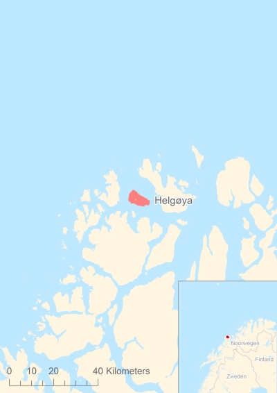 Ligging van het eiland Helgøya in Europa
