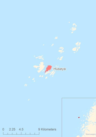 Ligging van het eiland Husøya in Europa
