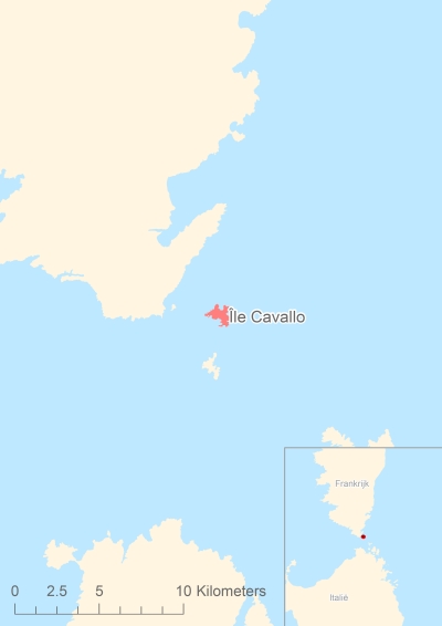 Ligging van het eiland Île Cavallo in Europa