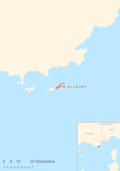 Ligging van het eiland Île du Levant in Europa