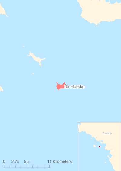 Ligging van het eiland Île Hoëdic in Europa