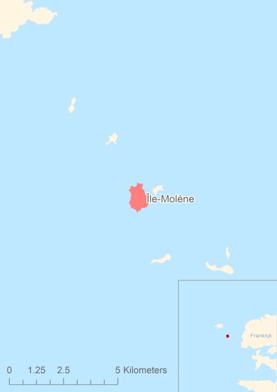 Ligging van het eiland Île-Molène in Europa