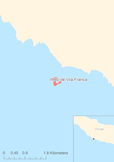 Ligging van het eiland Ilhéu de Vila Franca in Europa