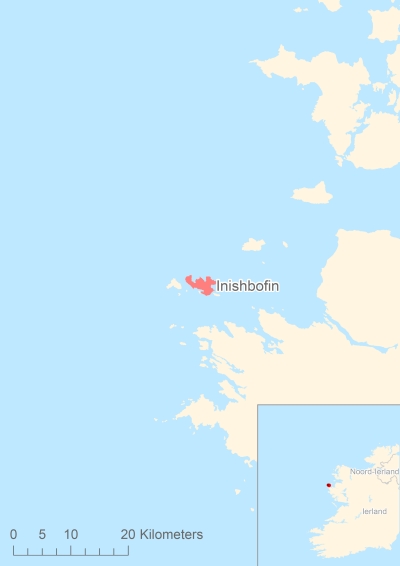 Ligging van het eiland Inishbofin in Europa