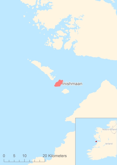 Ligging van het eiland Inishmaan in Europa