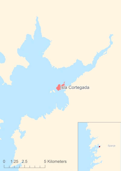 Ligging van het eiland Isla Cortegada in Europa
