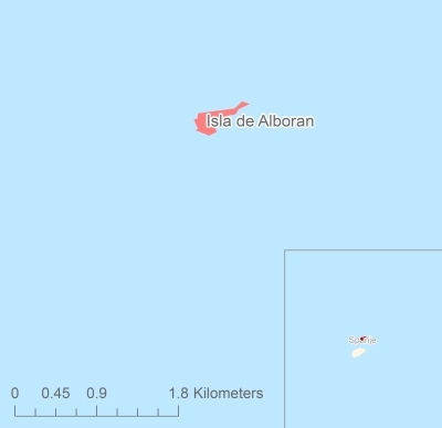 Ligging van het eiland Isla de Alboran in Europa