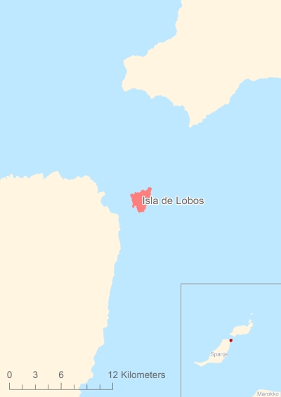 Ligging van het eiland Isla de Lobos in Europa