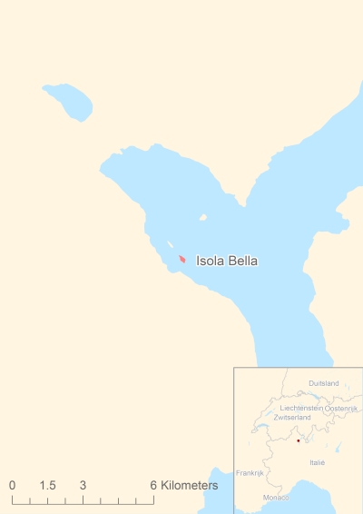 Ligging van het eiland Isola Bella in Europa