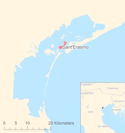 Ligging van het eiland Sant'Erasmo in Europa