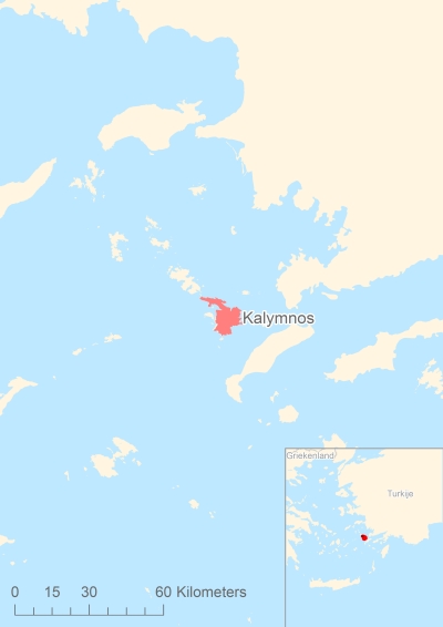 Ligging van het eiland Kalymnos in Europa