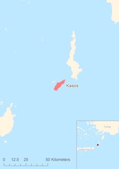 Ligging van het eiland Kasos in Europa