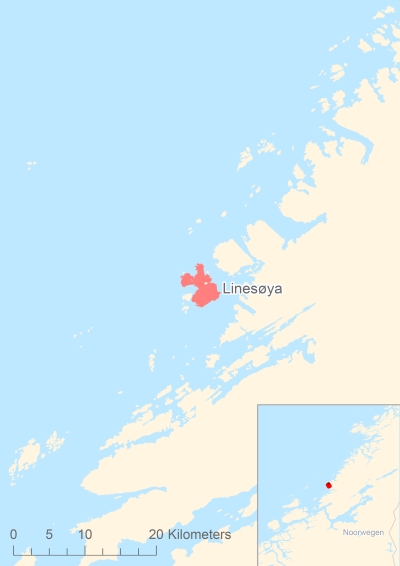 Ligging van het eiland Linesøya in Europa