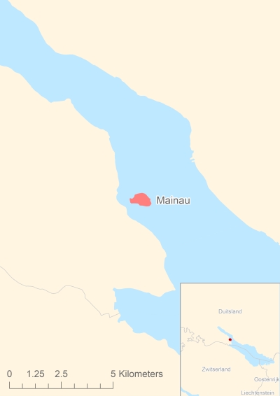 Ligging van het eiland Mainau in Europa