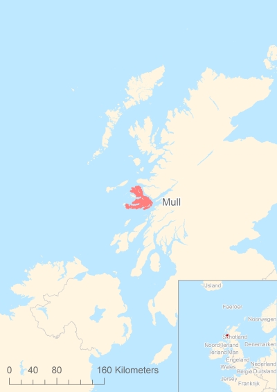 Ligging van het eiland Mull in Europa