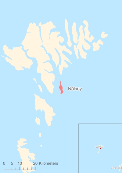 Ligging van het eiland Nólsoy in Europa
