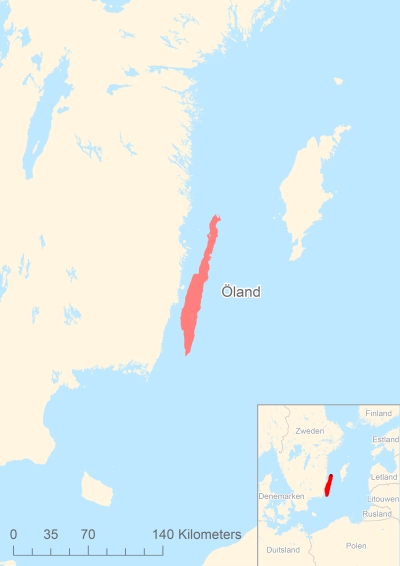 Ligging van het eiland Öland in Europa