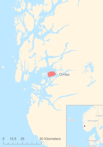 Ligging van het eiland Ombo in Europa