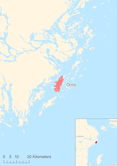 Ligging van het eiland Ornö in Europa