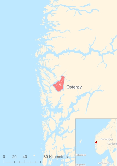 Ligging van het eiland Osterøy in Europa