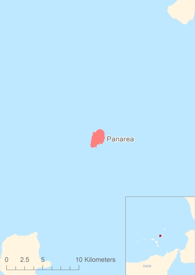 Ligging van het eiland Panarea in Europa