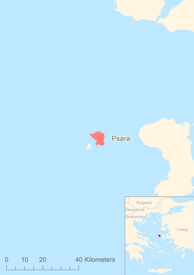 Ligging van het eiland Psara in Europa
