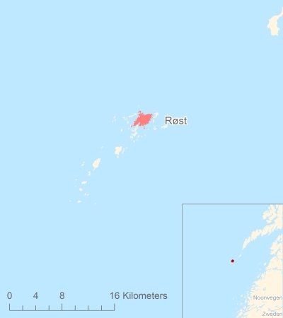 Ligging van het eiland Røst in Europa