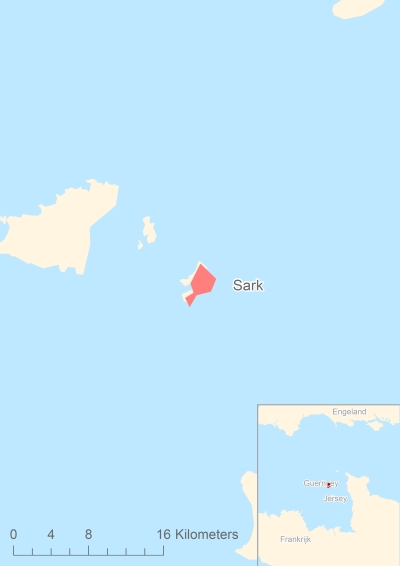 Ligging van het eiland Sark in Europa