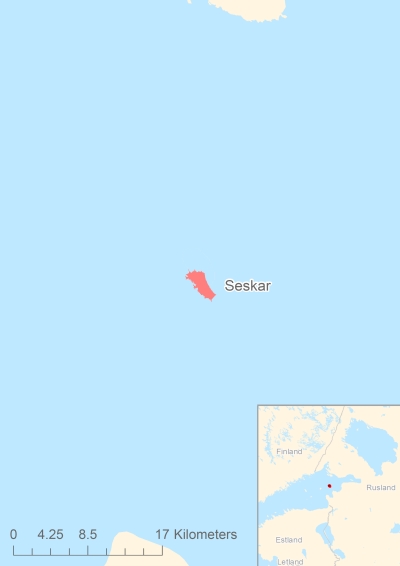 Ligging van het eiland Seskar in Europa