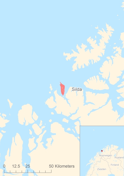 Ligging van het eiland Silda in Europa
