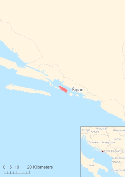Ligging van het eiland Šipan in Europa