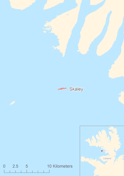 Ligging van het eiland Skáley in Europa