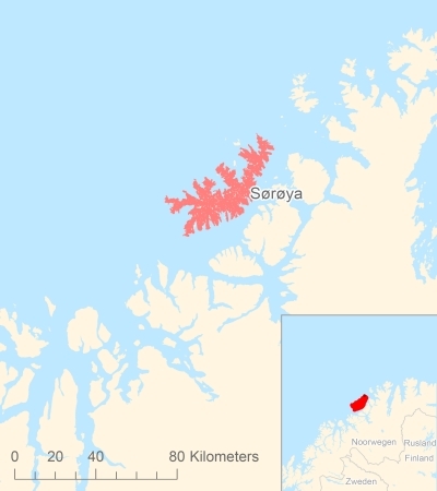 Ligging van het eiland Sørøya in Europa