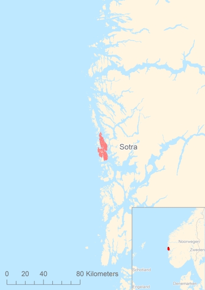 Ligging van het eiland Sotra in Europa