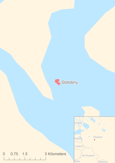 Ligging van het eiland Stolobny in Europa