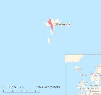 Ligging van het eiland Streymoy in Europa