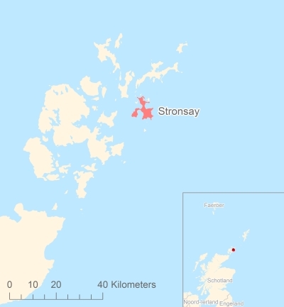 Ligging van het eiland Stronsay in Europa