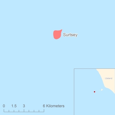 Ligging van het eiland Surtsey in Europa
