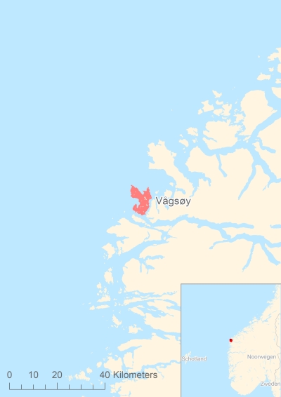 Ligging van het eiland Vågsøy in Europa