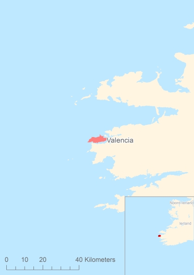 Ligging van het eiland Valencia in Europa