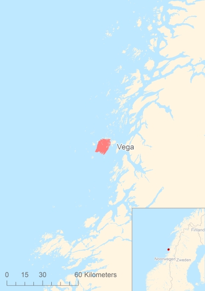 Ligging van het eiland Vega in Europa